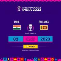 Icc Men's Cricket World Cup 2023 Schedule India vs Sri Lanka vector