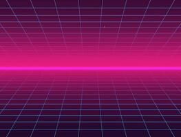 Futuristic Landscape With Styled Laser Grid. Neon Retrowave. Vector stock illustration.