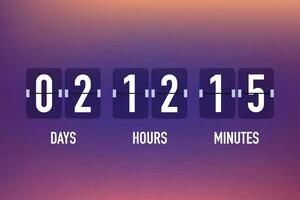 UI app digital count down circle board meter with circle time pie diagram. Countdown clock counter timer. Scoreboard of day, hour, minutes and seconds vector