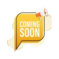 Megaphone label with coming soon. Megaphone banner. Web design. Vector stock illustration