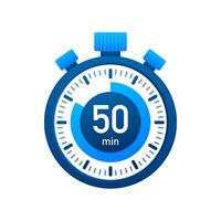 The 50 minutes, stopwatch vector icon. Stopwatch icon in flat style, timer on on color background. Vector illustration