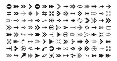 Arrows big black set icons. Arrow icon. Arrows for web design, mobile apps, interface and more. Vector stock illustration