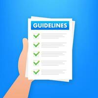 Guidelines document. Legal advice concept, FAQ. Procedure standard administration rules. vector