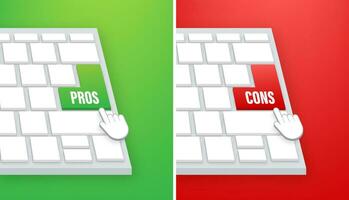 Pros cons comparison, Make Decision, optimal solutions. Correct Wrong. Vector stock illustration