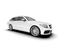 White modern car isolated on transparent background. 3d rendering - illustration png