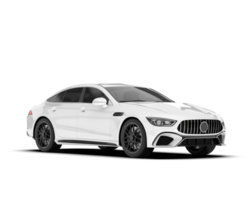 White modern car isolated on transparent background. 3d rendering - illustration png