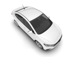 White city car isolated on transparent background. 3d rendering - illustration png