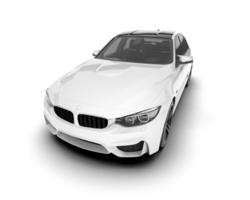 White city car isolated on transparent background. 3d rendering - illustration png