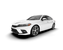 White city car isolated on transparent background. 3d rendering - illustration png