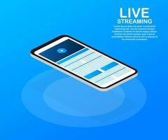 Concept live streaming for web page, banner, presentation, social media, documents. Watch video online. Vector illustration.