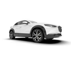 White modern car isolated on transparent background. 3d rendering - illustration png