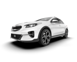 White city car isolated on transparent background. 3d rendering - illustration png