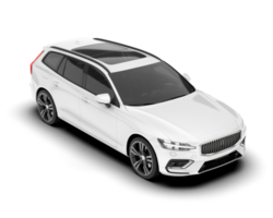 White modern car isolated on transparent background. 3d rendering - illustration png