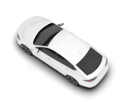 White modern car isolated on transparent background. 3d rendering - illustration png