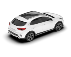 White city car isolated on transparent background. 3d rendering - illustration png