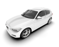 White city car isolated on transparent background. 3d rendering - illustration png