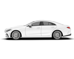 White city car isolated on transparent background. 3d rendering - illustration png