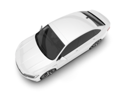 White city car isolated on transparent background. 3d rendering - illustration png