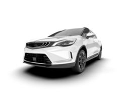 White city car isolated on transparent background. 3d rendering - illustration png