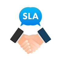 SLA   Service Level Agreement. Commitment between a service provider and a client. Vector stock illustration