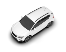 White modern car isolated on transparent background. 3d rendering - illustration png