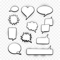 Set of speech bubbles. Halftone shadows. Vector illustration