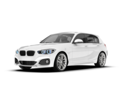 White city car isolated on transparent background. 3d rendering - illustration png