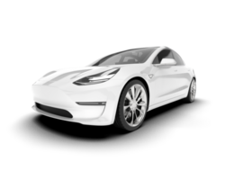 White modern car isolated on transparent background. 3d rendering - illustration png