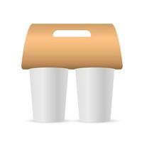 Coffee cup holder paper. Blank coffee cup carrier mockup. Vector stock illustration
