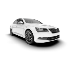 White modern car isolated on transparent background. 3d rendering - illustration png