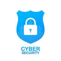 Cyber security logo with shield and check mark. Security shield concept. Internet security. stock illustration vector