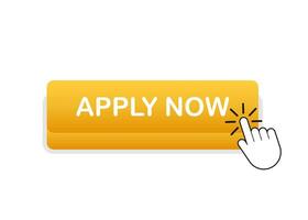 Apply now. Web banner. Arrow, cursor icon. Arrow vector icon. Hand click. Vector stock illustration
