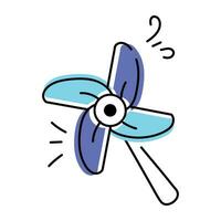 Get this doodle icon of beach fan vector