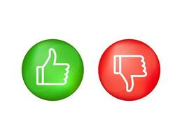 Flat green button on red background. Ok sign. Trumb up, great design for any purposes. Social media concept. Vector stock illustration