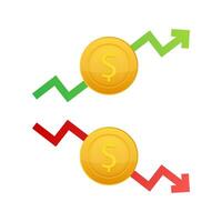 Up and Down Dollar Sign on white background. Vector stock illustration