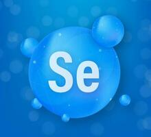 Mineral Se Selenium blue shining pill capsule icon. Substance For Beauty. Selenium Mineral Complex vector