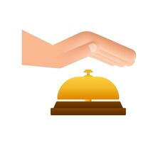 Realistic gold icon of reception bell on white backdrop. Customer help. vector