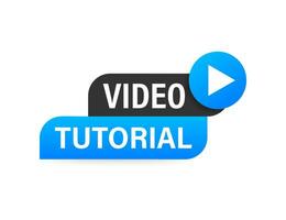 Video tutorials Button, icon, emblem label Vector illustration