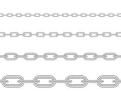 Metallic Chain. Block chain. Collection of seamless metal chains colored silver. Vector stock illustration