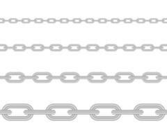 Metallic Chain. Block chain. Collection of seamless metal chains colored silver. Vector stock illustration