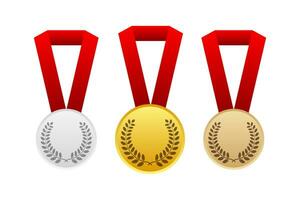 Gold, Silver and Bronze Award Medal Icon. Vector stock illustration