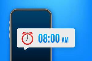 Cartoon mockup with black alarm smartphone. Smartphone mockup. Calendar reminder. Message notification icon vector