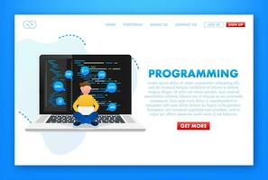 Illustration with programming for site design. Web ui design. Vector illustration