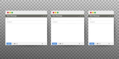 Email template. Blank e mail browser window. Mail message web page vector frame. Vector illustration.