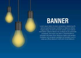 Realistic transparent light bulb banner. Vector stock illustration