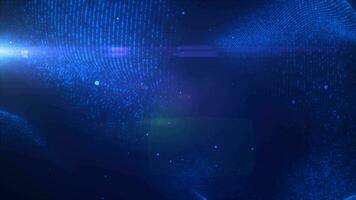 blauw gloeiend energie helder deeltjes licht lijnen en golven abstract achtergrond video