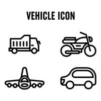 vehículo y transporte Delgado línea icono conjunto, vector y ilustracion.carretera transporte iconos, lado vista. mono línea concepto el íconos fueron creado en blanco antecedentes.