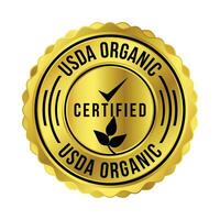 USDA Organic Certified Badge, Seal, United States Department Of Agriculture Certification Logo, Label, Food Production Element, Protect Natural Resources And Safety Food Design Vector Illustration