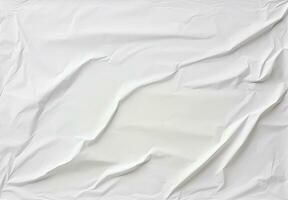 Creative blank white crumpled and creased paper poster texture background photo