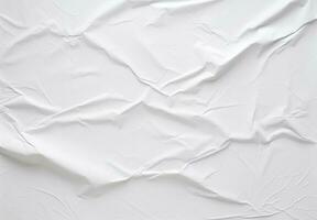 Creative blank white crumpled and creased paper poster texture background photo